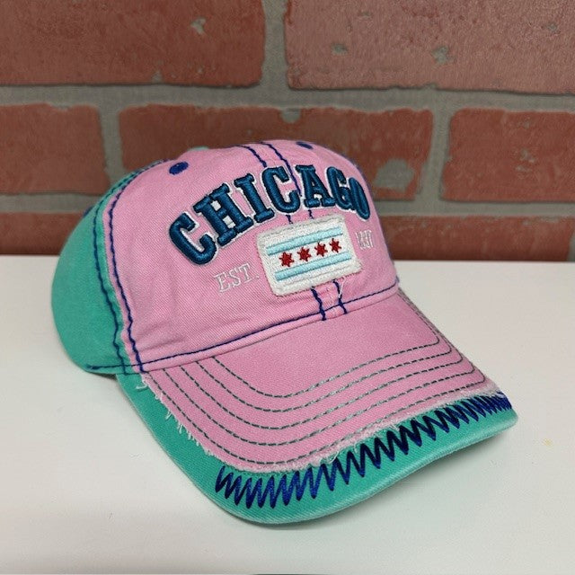 Hat - Chicago Flag - Pink-hotRAGS.com