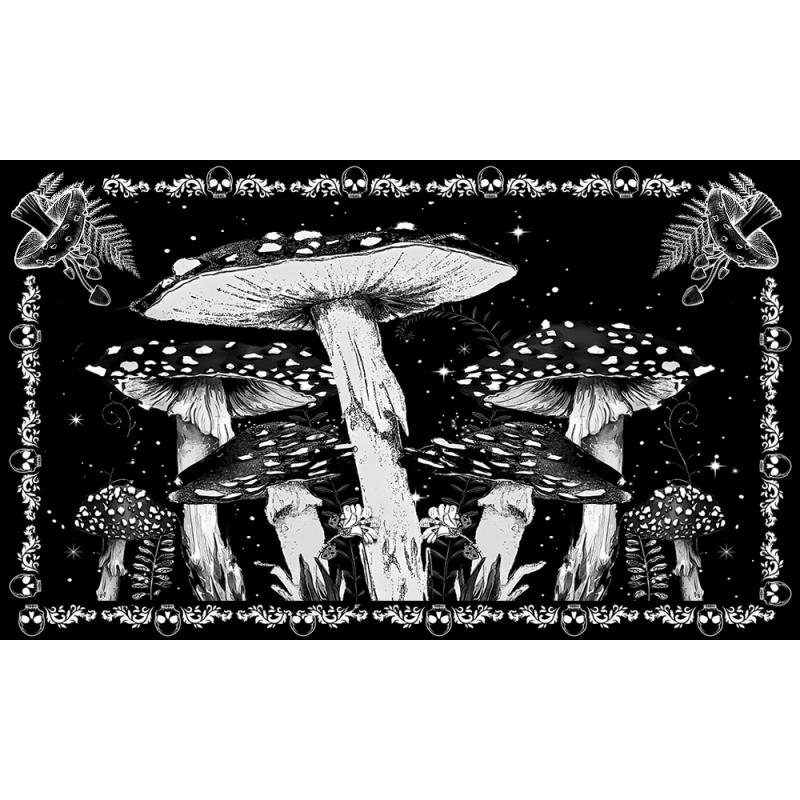 Tapestry - Mushroom Black An White - 55x83"-hotRAGS.com