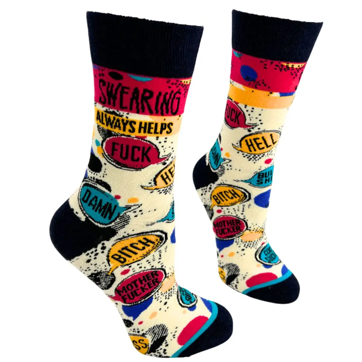 SOCKS - SWEARING ALWAYS HELPS Fuck Damn Bitch-hotRAGS.com