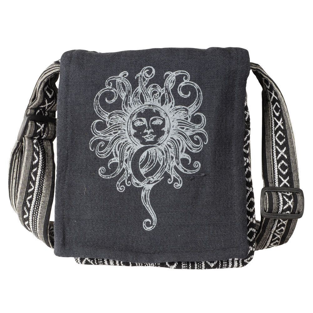 BAG - CANVAS Crossbody - BLACK SUN MOON FLAP-hotRAGS.com