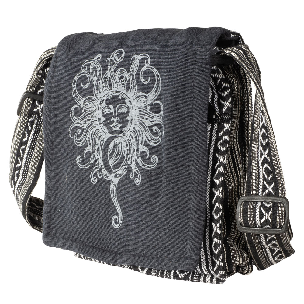 BAG - CANVAS Crossbody - BLACK SUN MOON FLAP-hotRAGS.com