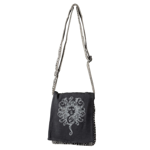 BAG - CANVAS Crossbody - BLACK SUN MOON FLAP-hotRAGS.com