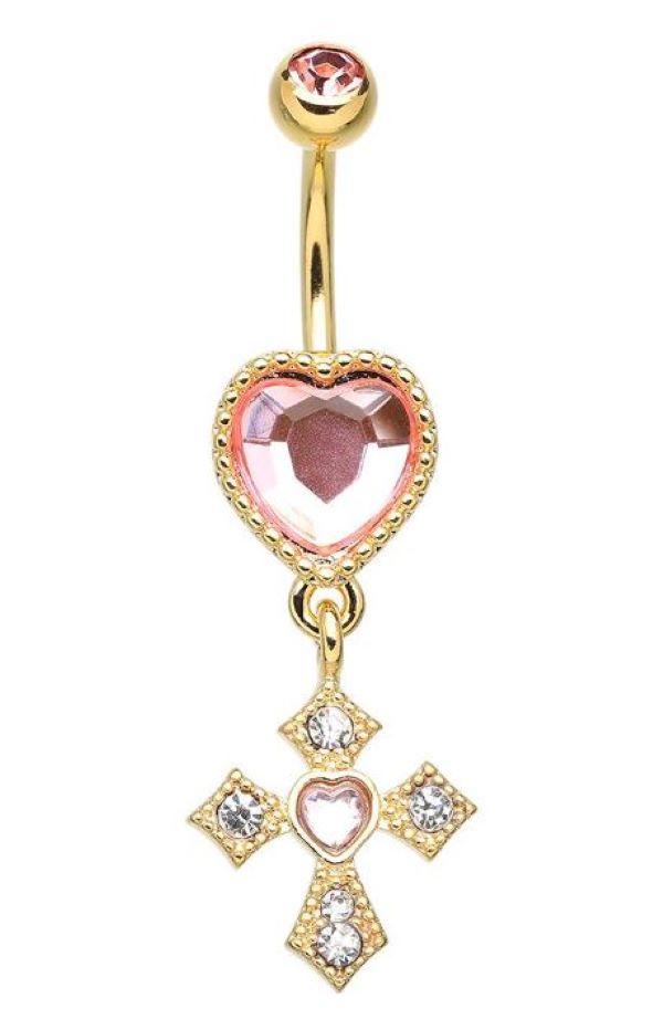 BELLY RING - HEART CROSS - GOLD-hotRAGS.com