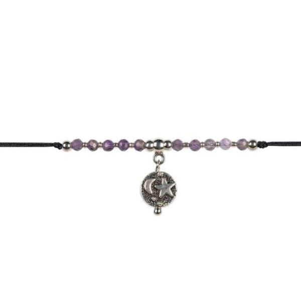 BRACELET - PULL TIE SUN MOON - Amethyst-hotRAGS.com