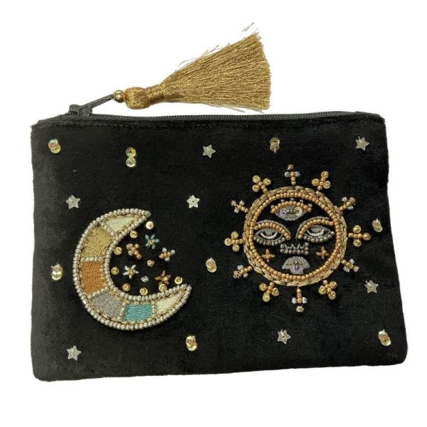 COIN PURSE - SUN MOON BLACK-hotRAGS.com