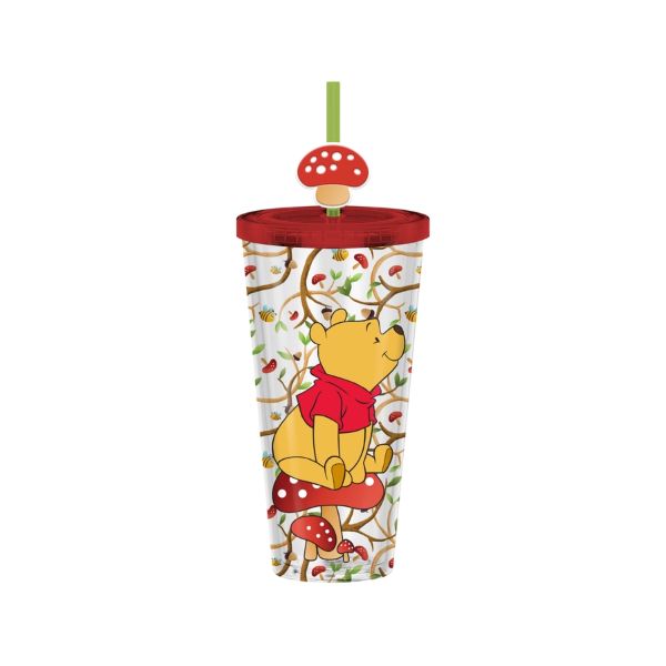 Cup - Winnie the Pooh Mushrooms Bees 24oz Plastic Cold Cup with Straw-hotRAGS.com