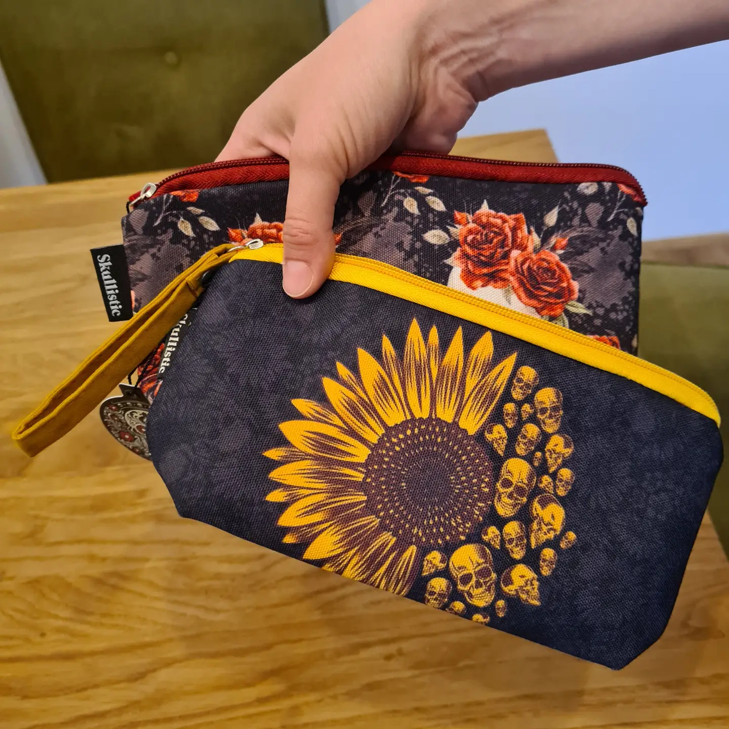 Makeup Bag - Sunflower Skulls-hotRAGS.com