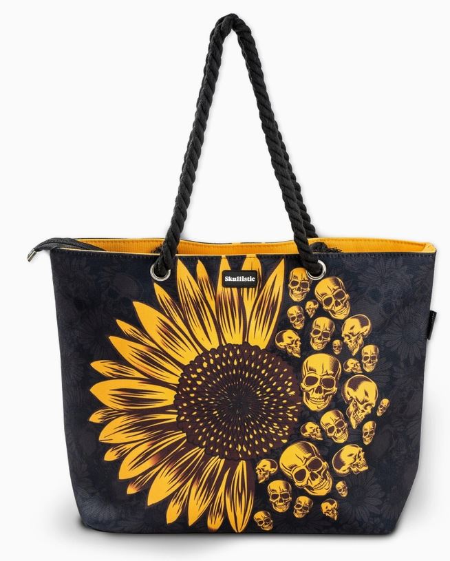 Bag - Tote Sunflower Skull-hotRAGS.com