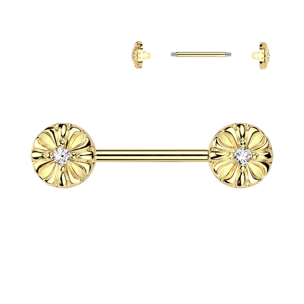 NIPPLE - Cubic Zirconia CELTIC CROSS - 14G Gold-hotRAGS.com