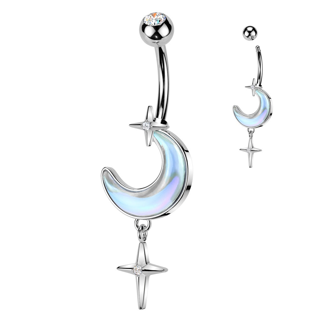 BELLY RING - CRESCENT MOON - Silver-hotRAGS.com