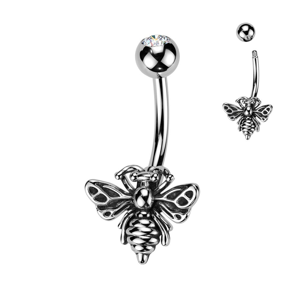 BELLY RING - BEE - Silver-hotRAGS.com