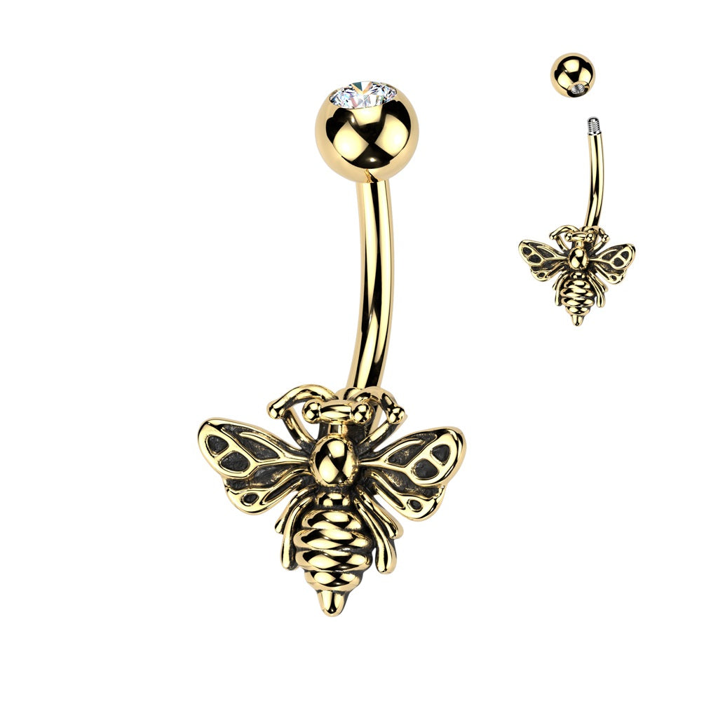 BELLY RING - BEE - Gold-hotRAGS.com