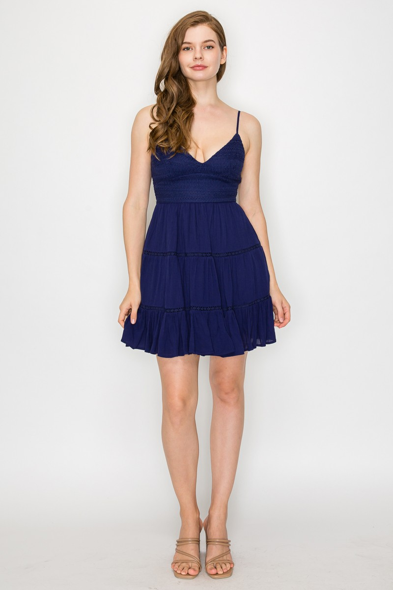 Dress - Mini Woven - Navy-hotRAGS.com