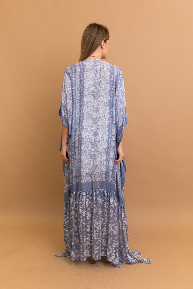 Kimono - Long Paisley Free Flow- Chambray-hotRAGS.com