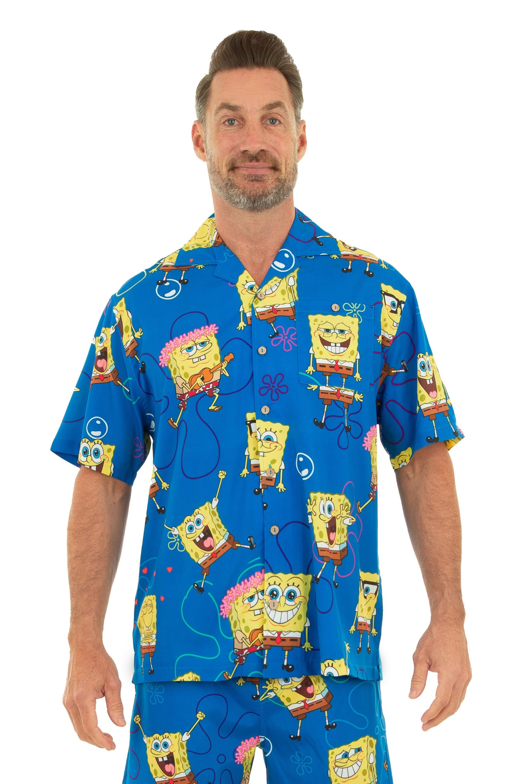 Shirt - Spongebob Hawaiian - Blue-hotRAGS.com