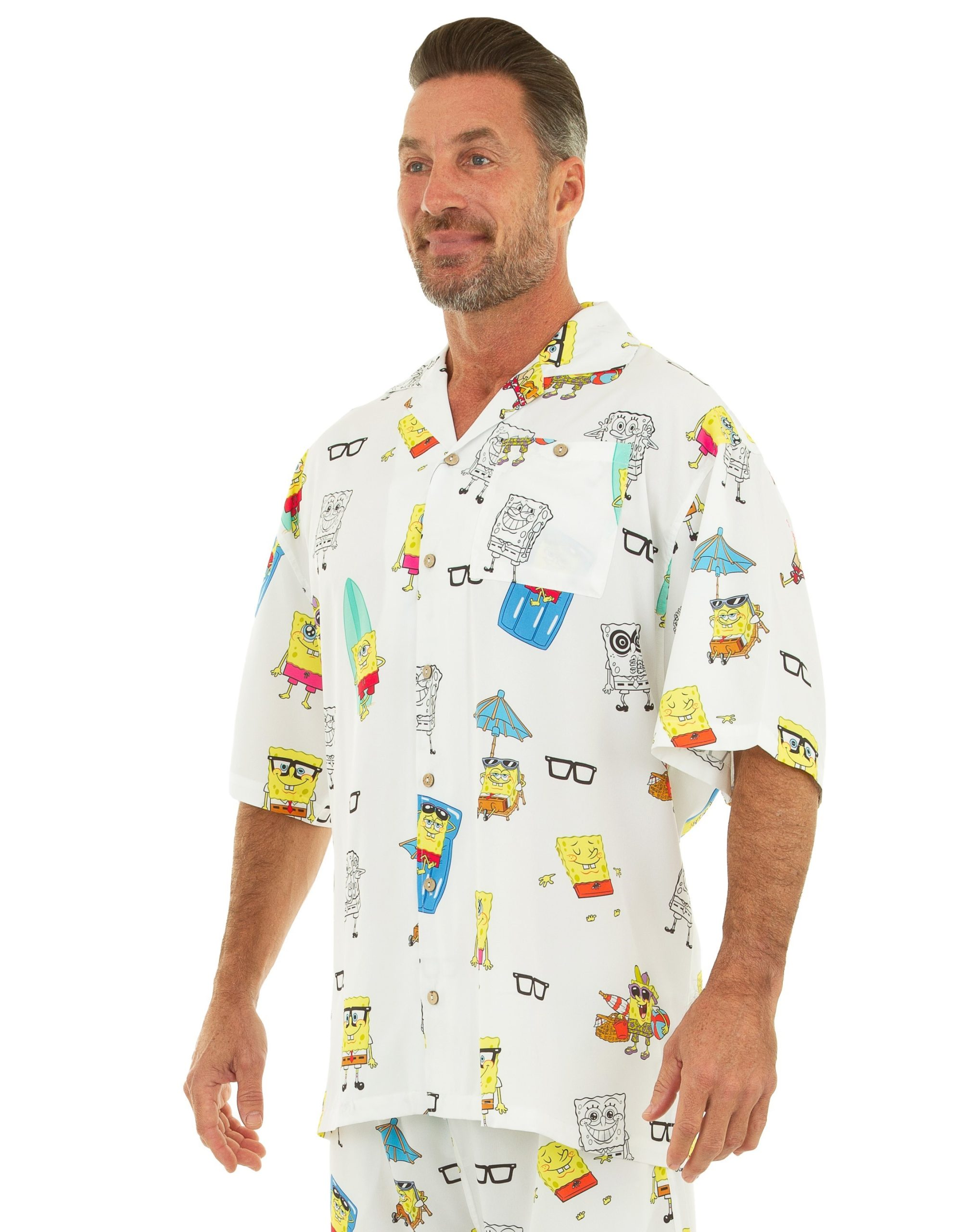 Shirt - SpongeBob Hawaiian - White-hotRAGS.com