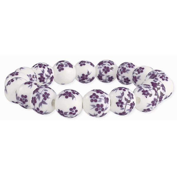 Bracelet White Purple Flower-hotRAGS.com