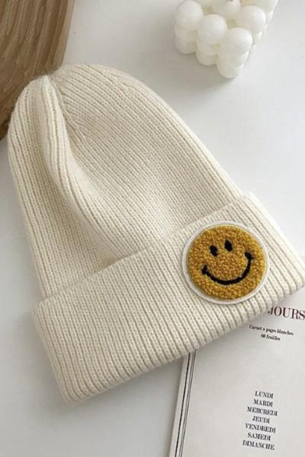 Beanie - Smiley - White/Ivory-hotRAGS.com