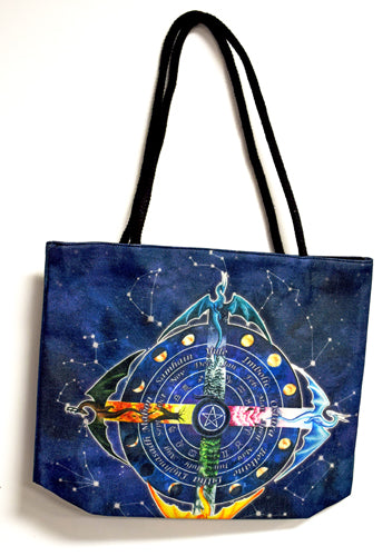 Techno Jute Tote Bag -  Dragon Wheel-hotRAGS.com