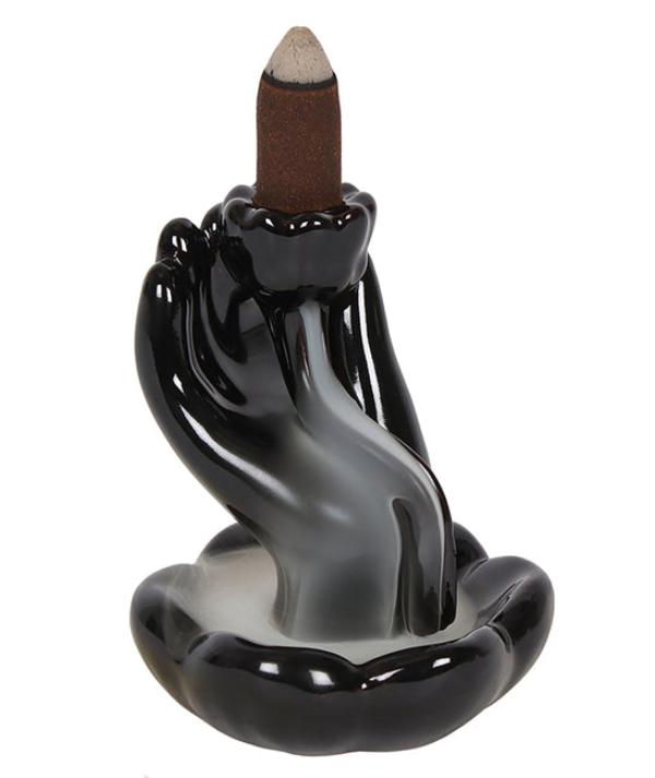 Hand Lotus Flower Ceramic Back Flow Incense Cone Burner-hotRAGS.com